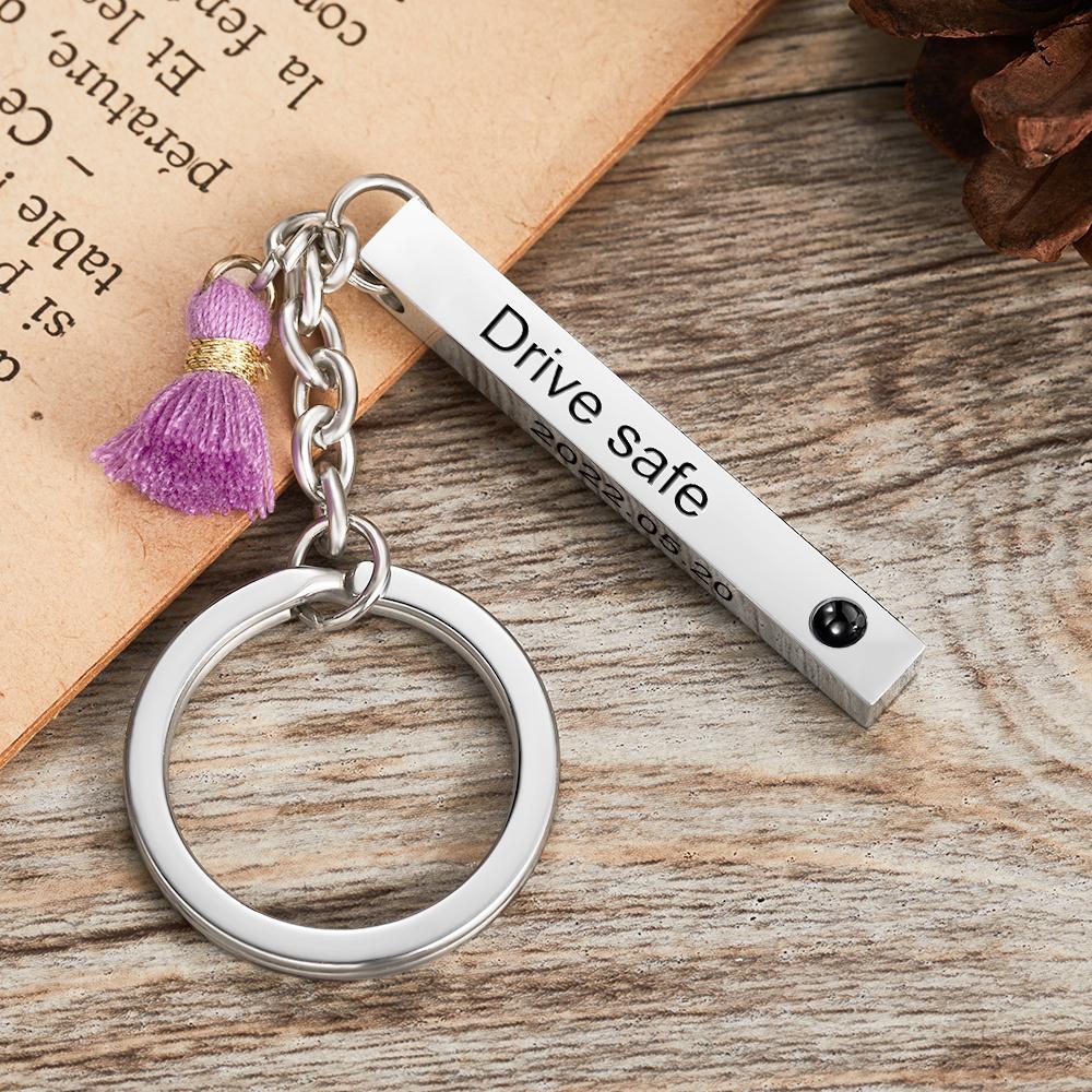 Customized Projection Photo Text Keychain Personalized Anniversary Gift For Men - soufeelmy