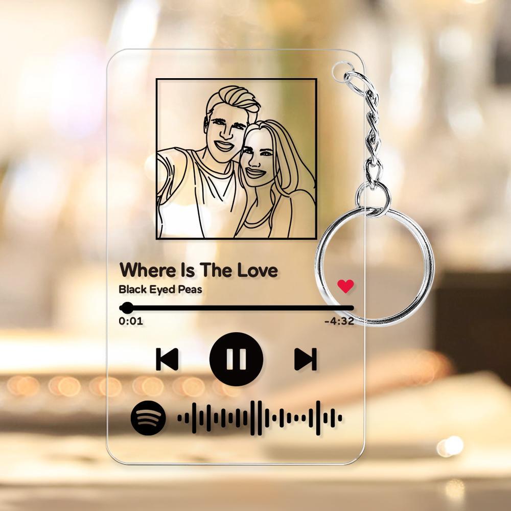 Custom Line Art Spotify Code Music Plaques Keychain, Engraved Custom Acrylic, Song Keychain - soufeelmy