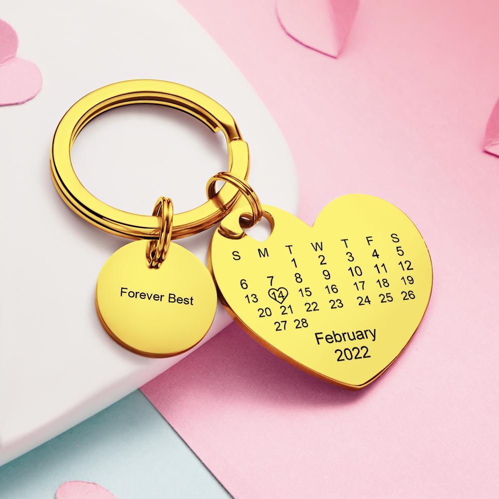 Custom Calendar Photo Keychain Personalized Keychain with Picture Engraved Text Keyring for Men Women - soufeelmy