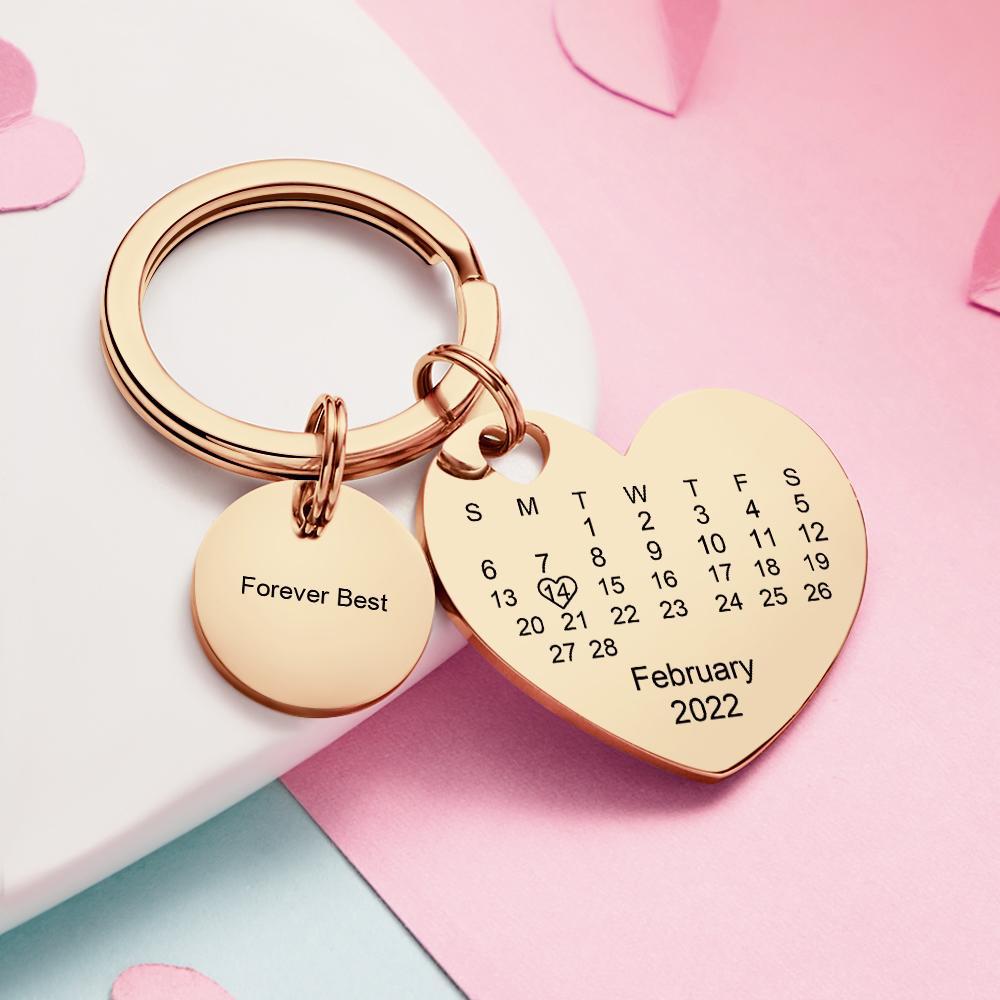 Custom Calendar Photo Keychain Personalized Keychain with Picture Engraved Text Keyring for Men Women - soufeelmy