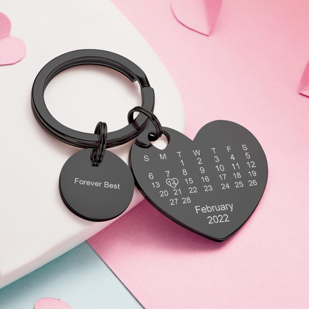Custom Calendar Photo Keychain Personalized Keychain with Picture Engraved Text Keyring for Men Women - soufeelmy
