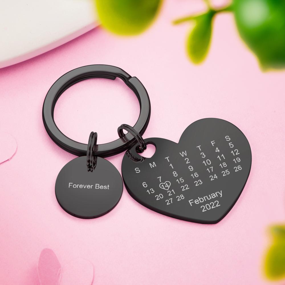 Custom Calendar Photo Keychain Personalized Keychain with Picture Engraved Text Keyring for Men Women - soufeelmy