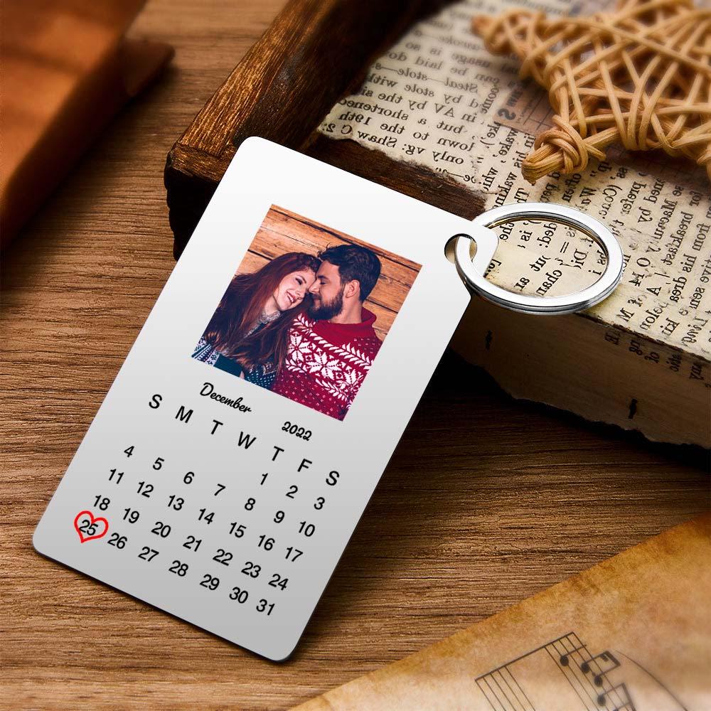Custom Photo Keychain Calendar Keychain Personalized Keychain Wedding Anniversary Gift - soufeelmy
