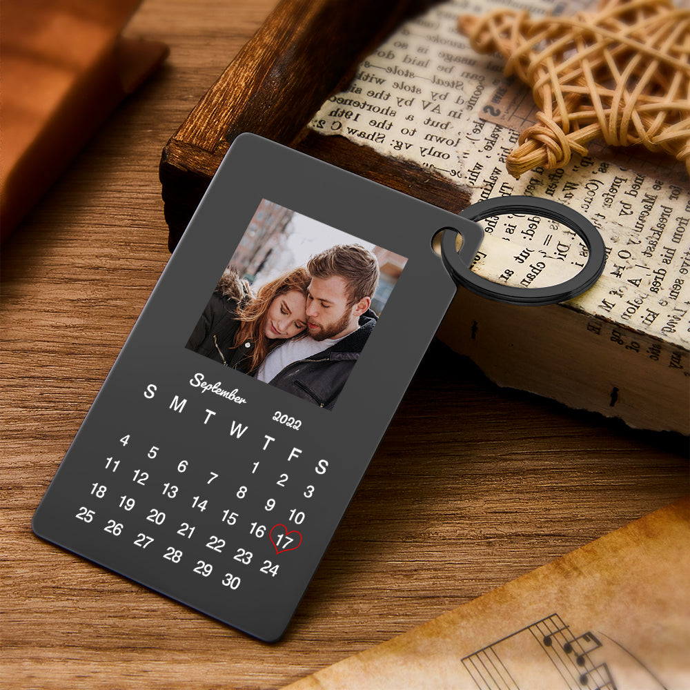 Custom Photo Keychain Calendar Keychain Personalized Keychain Wedding Anniversary Gift - soufeelmy