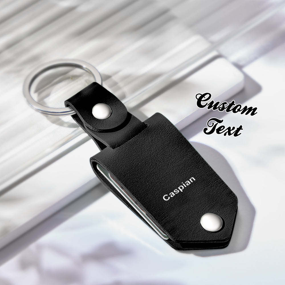 Personalized Leather Photo Keychain Custom Engraved Text Commemorative Keychain Anniversary Gifts - soufeelmy