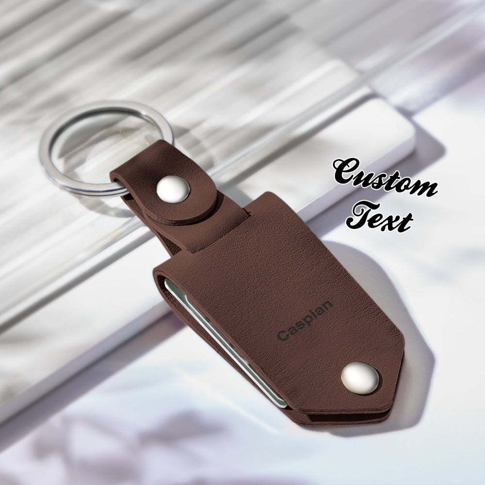 Personalized Leather Photo Keychain Custom Engraved Text Commemorative Keychain Anniversary Gifts - soufeelmy