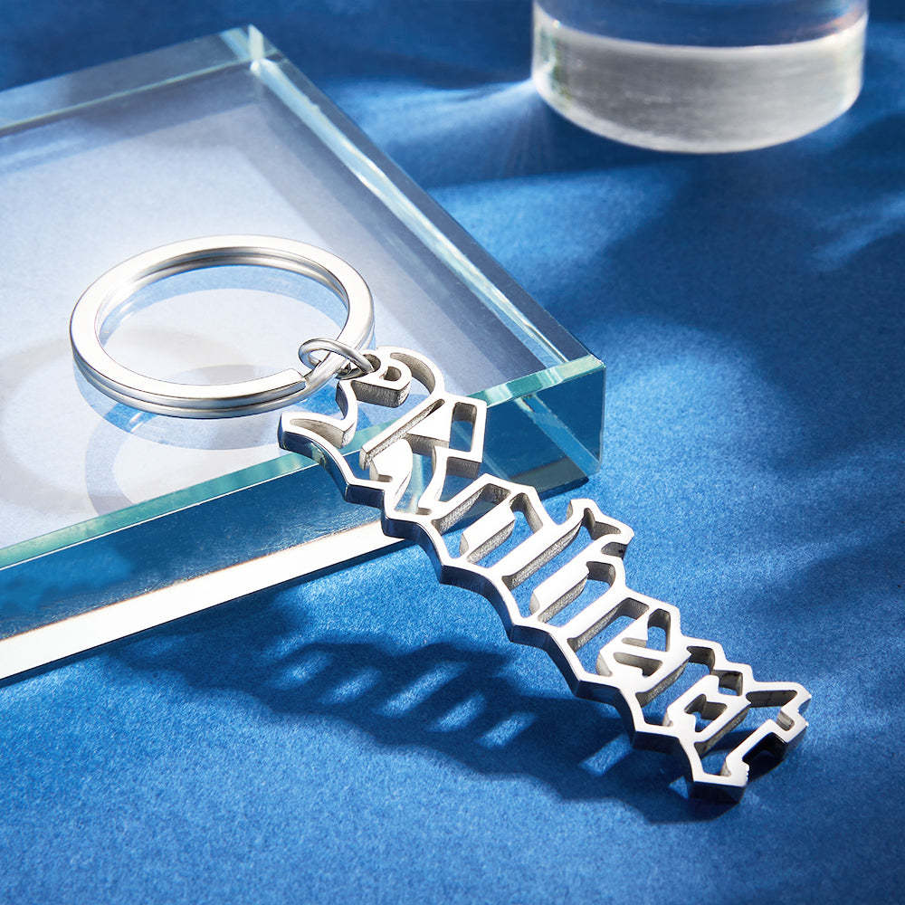 Personalized Name Keychain Custom Letters Stainless Steel  Keychain Unique Gifts for Him - soufeelmy