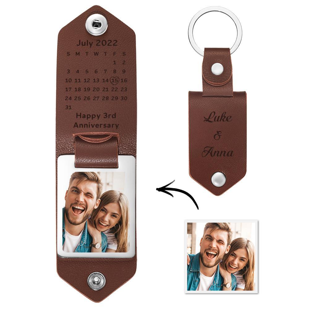 Unique Personalized Husband Boyfriend Anniversary Calendar Date Photo Keychain Engagement Date Calendar Gift - soufeelmy