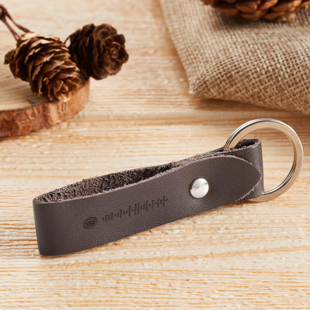 Custom Scannable Spotify Code Leather Keychain Personalized Music Song Key Chain Memorial Gifts for Him - soufeelmy