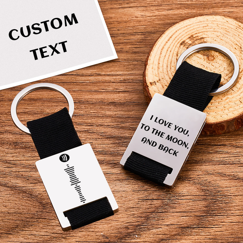 Custom Engraved Spotify Code Keychain Scannable Music Plaque Key Chain for Him - soufeelmy