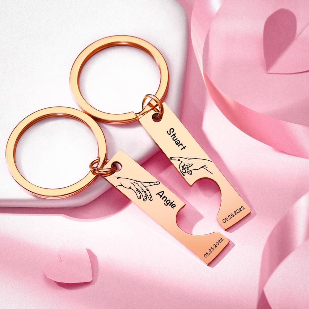Custom Keychain Stainless Steel keyring Engraved Keychain Personalized Bar Keychain Couple Keychain Wedding Key Ring Gift for Anniversary - soufeelmy