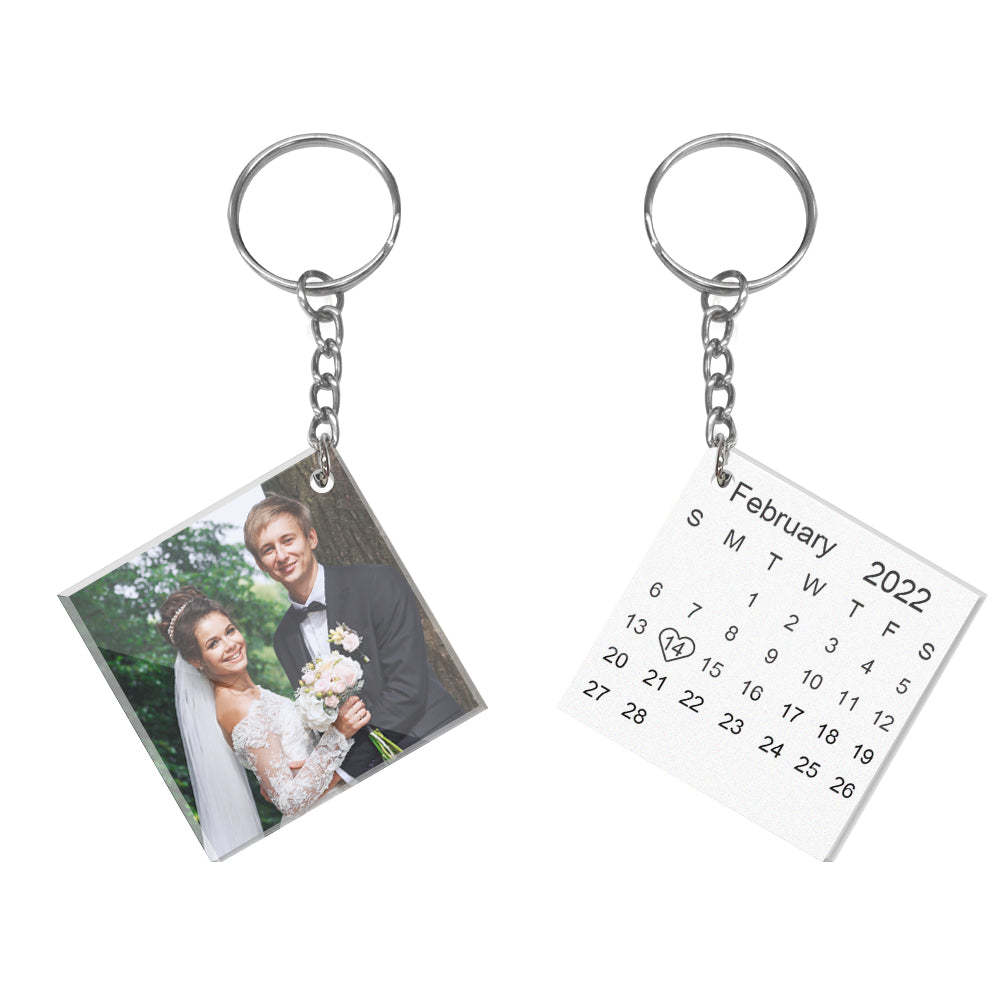 Custom Double Sided Acrylic Calendar Keychain Personalized Photo Keychain Birthday Christmas Gift for Lover - soufeelmy