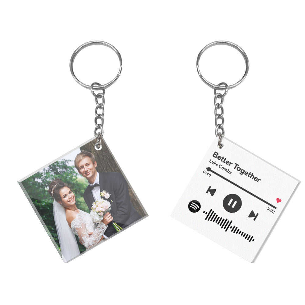 Custom Double Sided Acrylic Spotify Keychain Personalized Photo Scannable Keychain Birthday Christmas Gift for Lover - soufeelmy