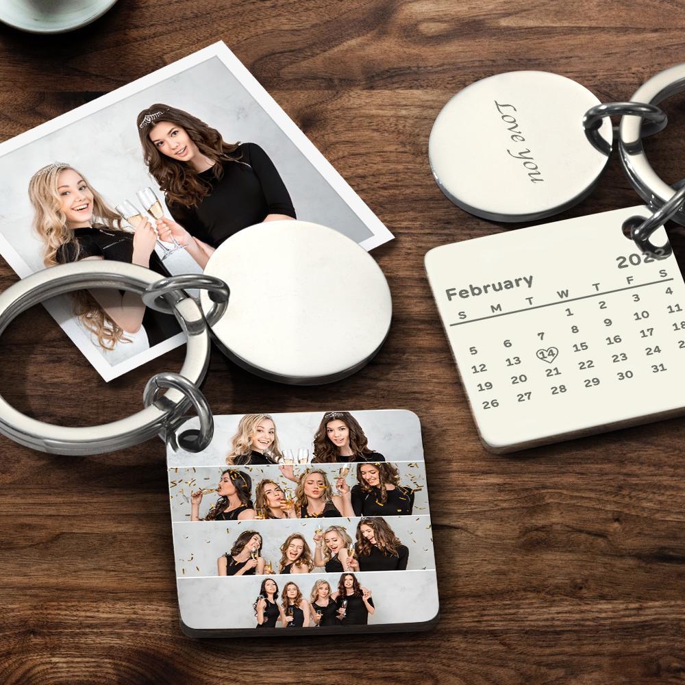 Personalized Custom Photo Engraved Calendar Collage Photo Painting Keyring - soufeelmy