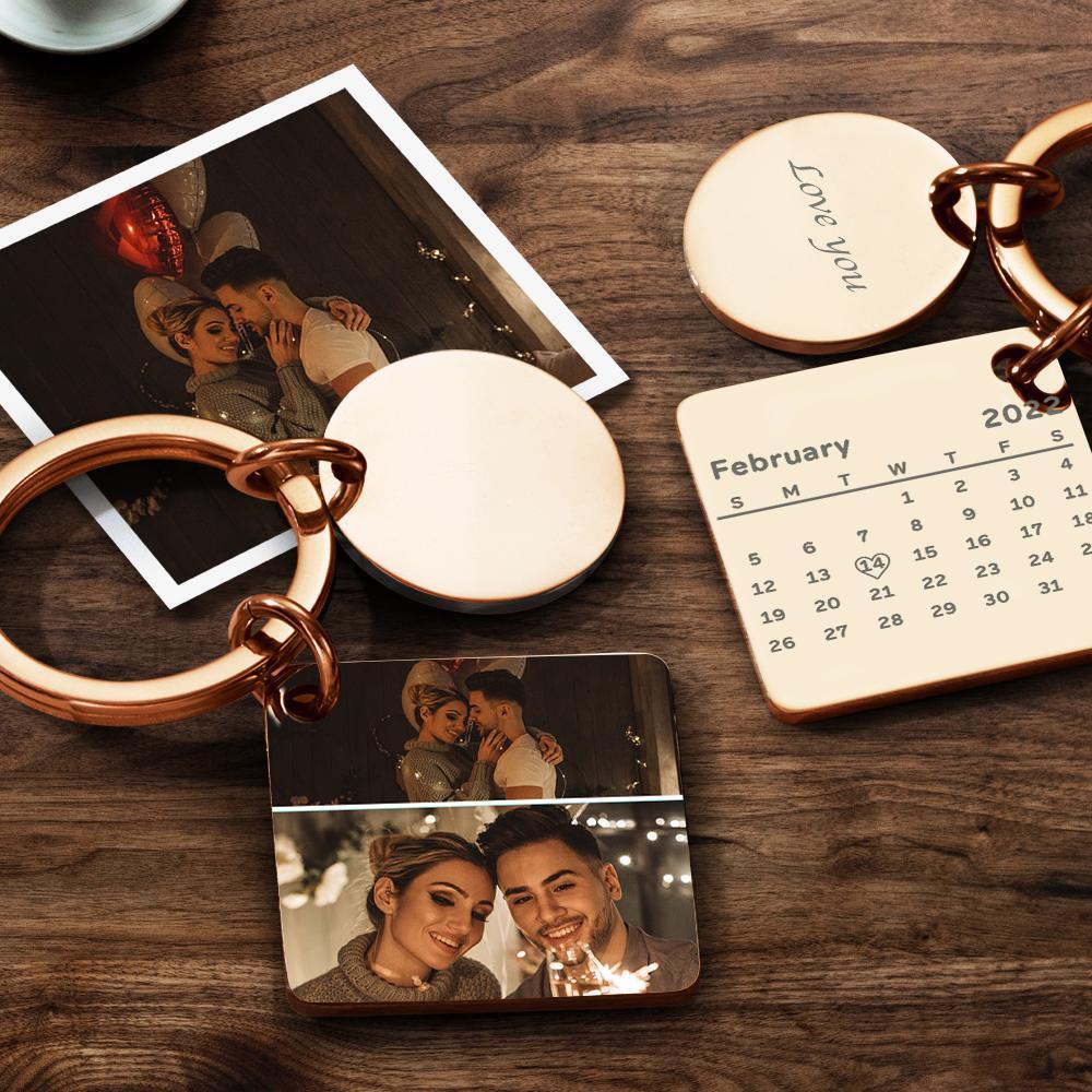 Personalized Custom Photo Engraved Calendar Collage Photo Painting Keyring Father's Day Gift - soufeelmy