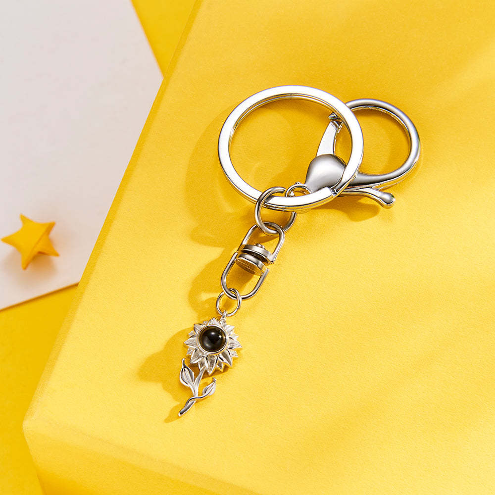 Custom Photo Projection Keychain Personalized Sunflower Photo Keychain Gift for Friend - soufeelmy