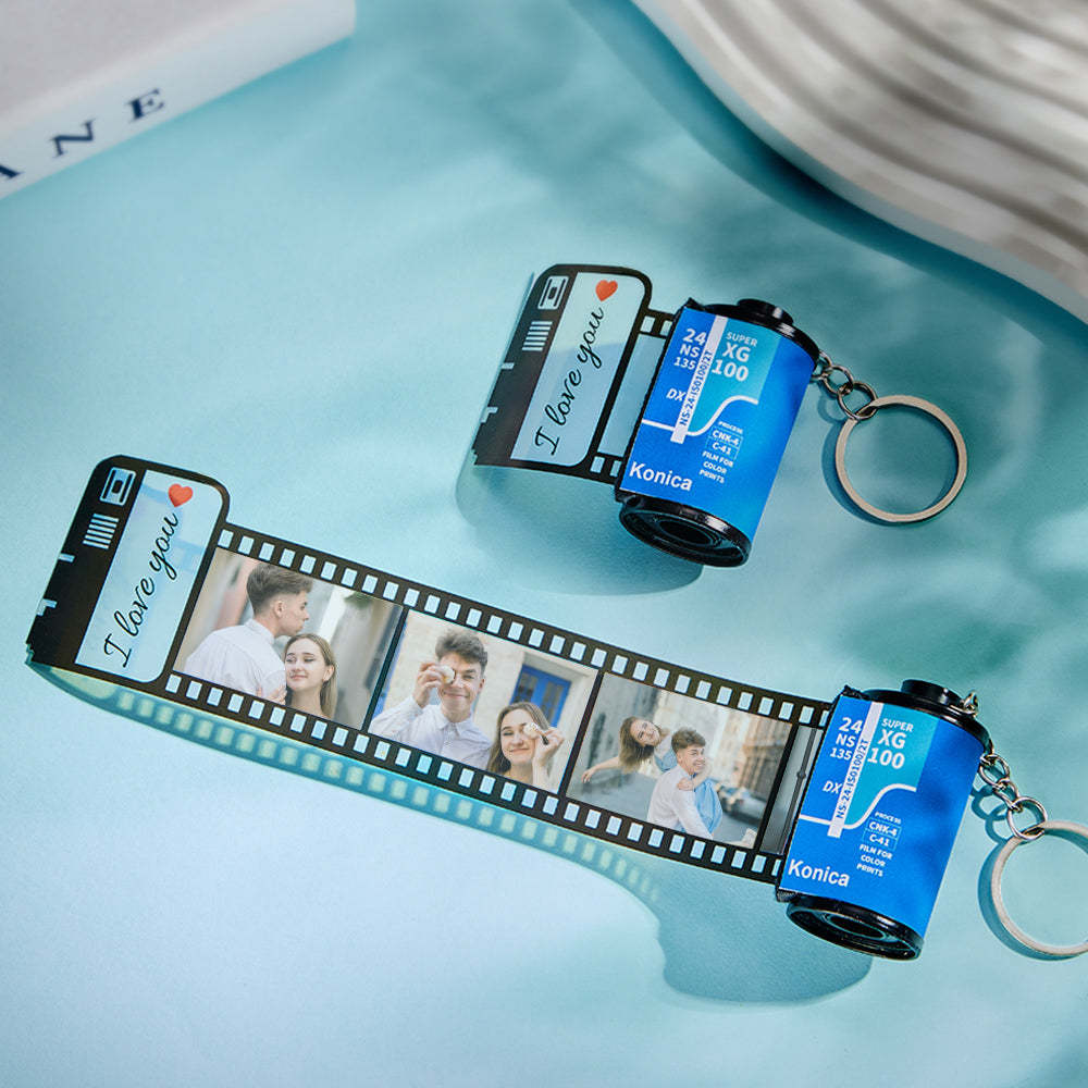 Custom Camera Roll Keychain Personalized Photo Engraved Film Roll Keychain Anniversary Gift - soufeelmy