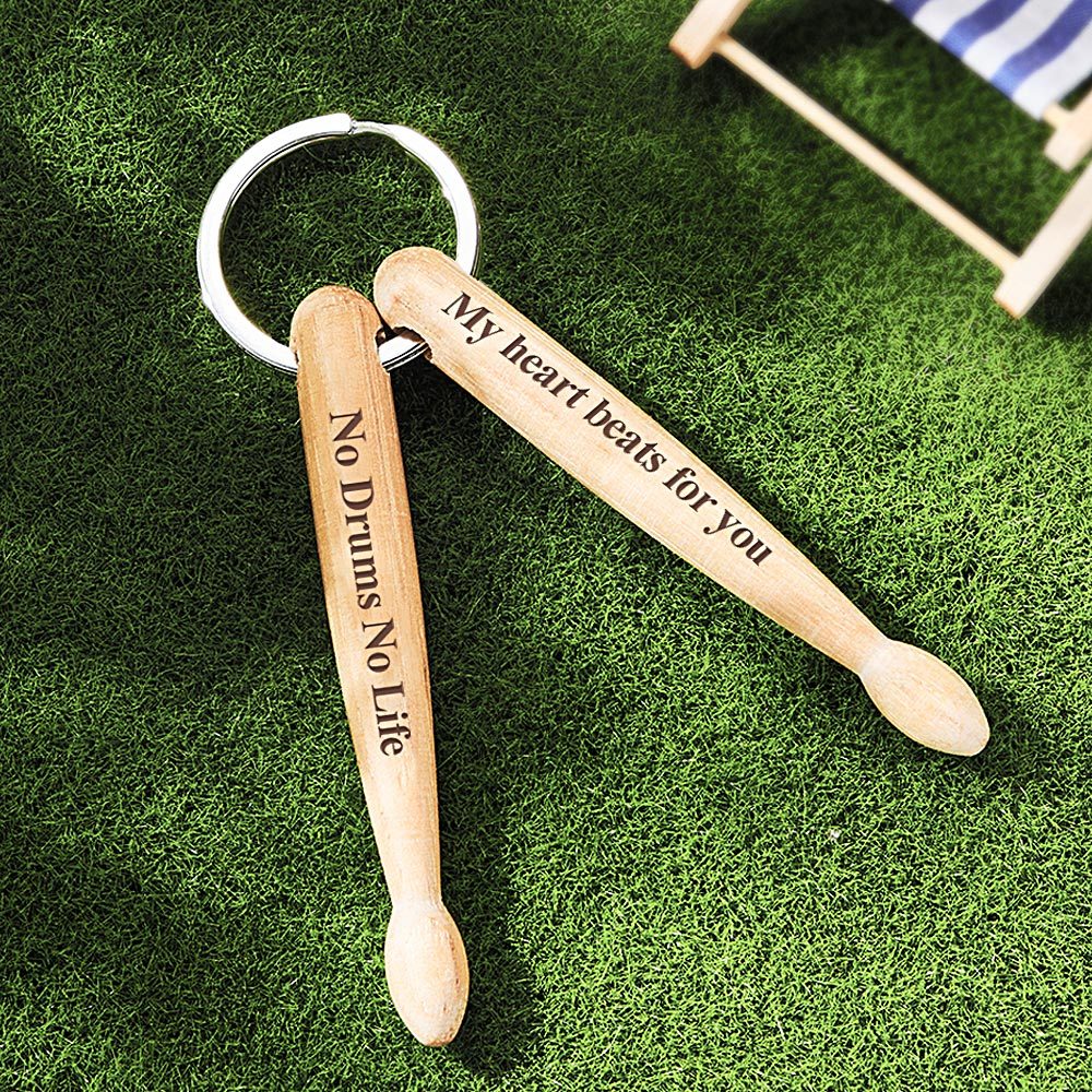 Custom Engraved Keychain Personalized Wooden Drumstick Keychain Creative Gift for Drummers - soufeelmy