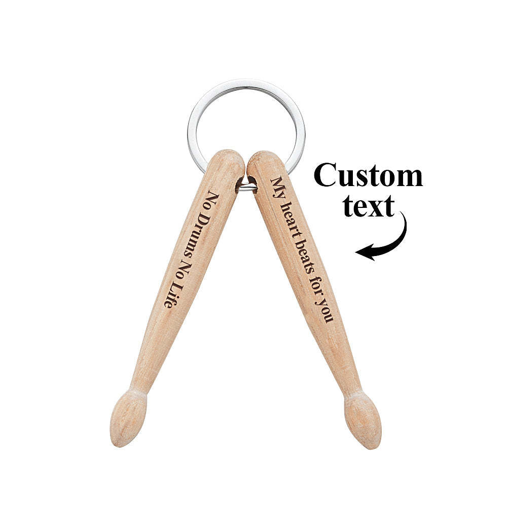 Custom Engraved Keychain Personalized Wooden Drumstick Keychain Creative Gift for Drummers - soufeelmy