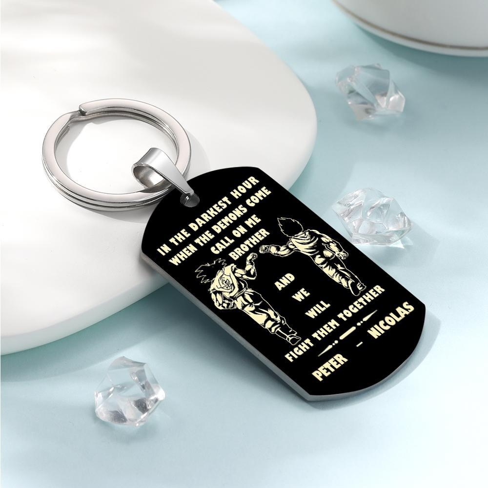 Call On Me Brother Engraved Tag Keychains In The Darkest Hour Gift For Brothers & Friends - soufeelmy