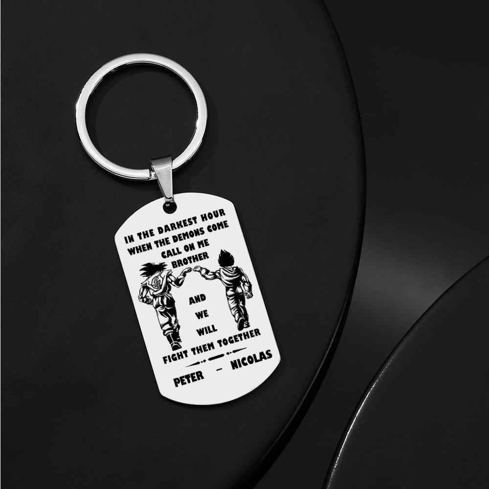 Call On Me Brother Engraved Tag Keychains In The Darkest Hour Gift For Brothers & Friends - soufeelmy