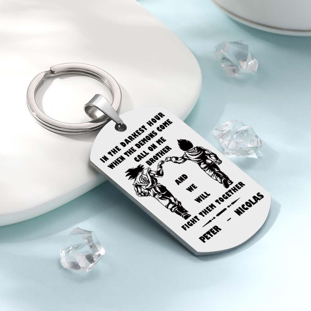 Call On Me Brother Engraved Tag Keychains In The Darkest Hour Gift For Brothers & Friends - soufeelmy