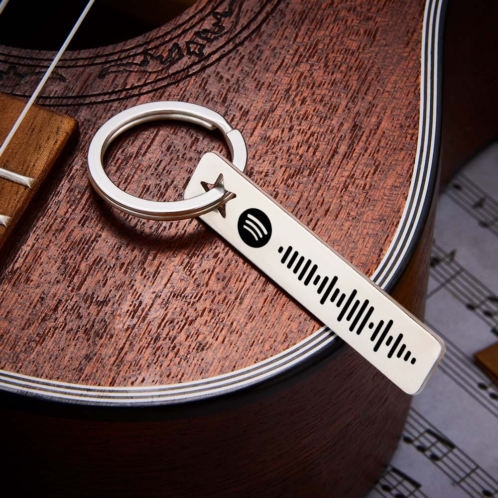 Personalized Music Scannable Code Keyring Custom Spotify Keychain - soufeelmy