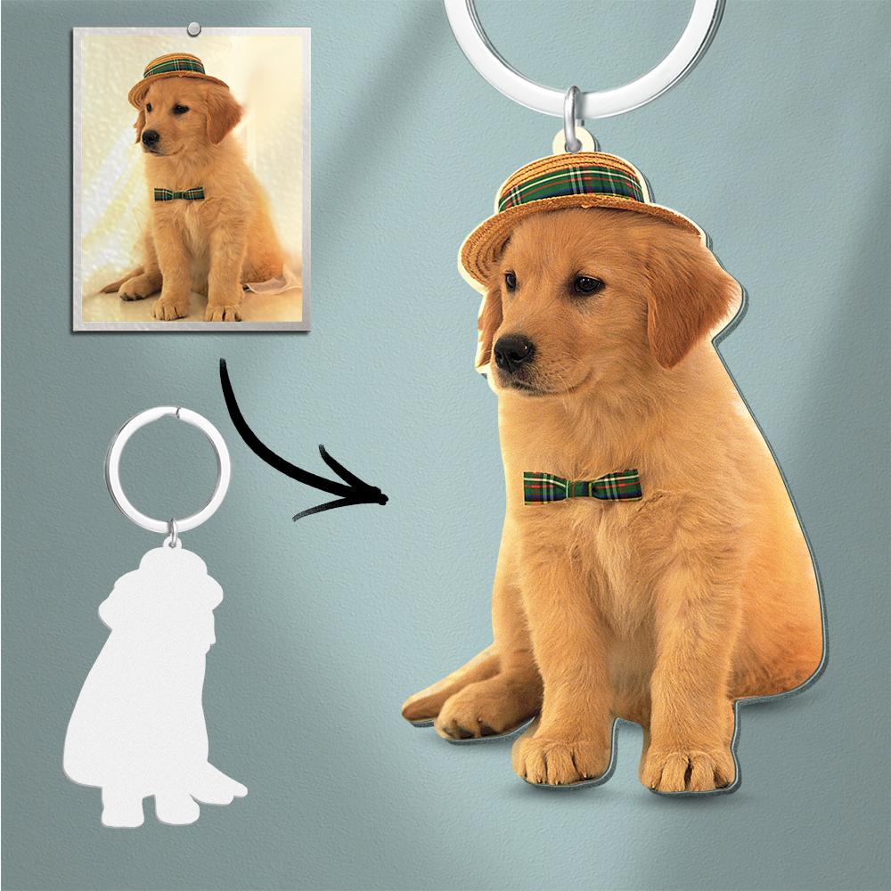 Custom Photo Keychain Stainless Steel Memorial Gifts Cute Pet Keychain - soufeelmy