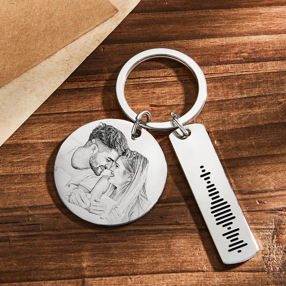 Custom Photo Calendar Music Keychain Personalized Stainless Steel Keychain Gift for Lover - soufeelmy