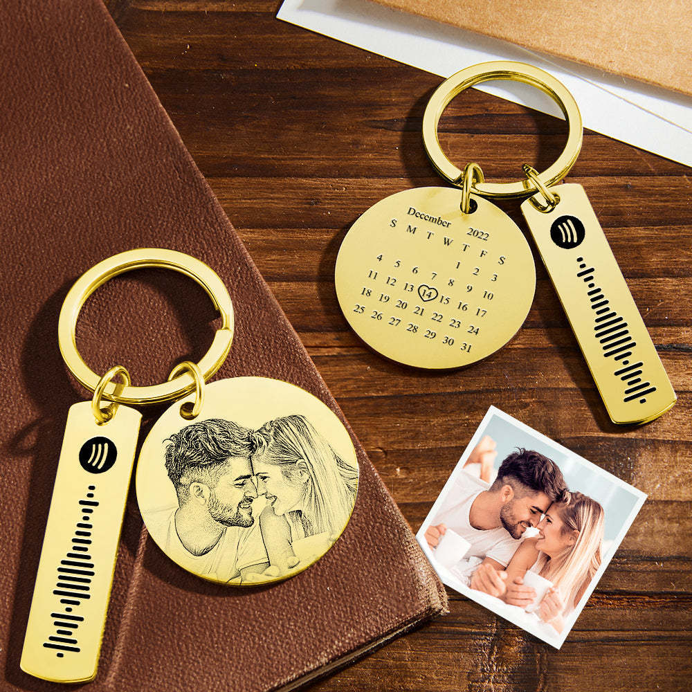 Customized Optional Photo Engraved Calendar Keychain Tag Keychain Perfect Gift For Special Day Best Gifts For Lovers