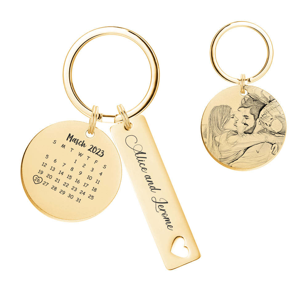 Custom Photo Calendar Keychain Personalized Save The Date Keychain Gift for Lover - soufeelmy