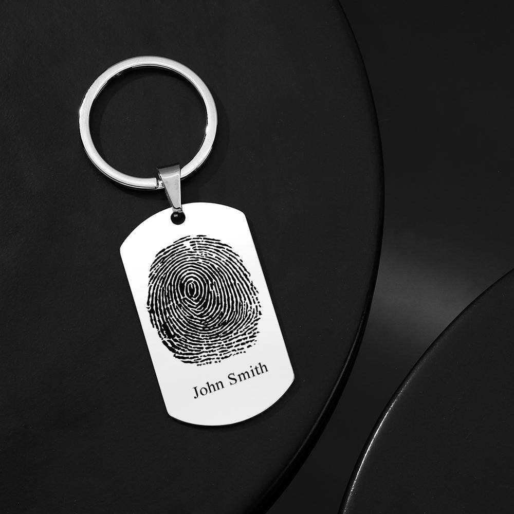 Custom Photo Keychain fingerprint Keychain Engraved Keychain Gift For Boyfriend - soufeelmy