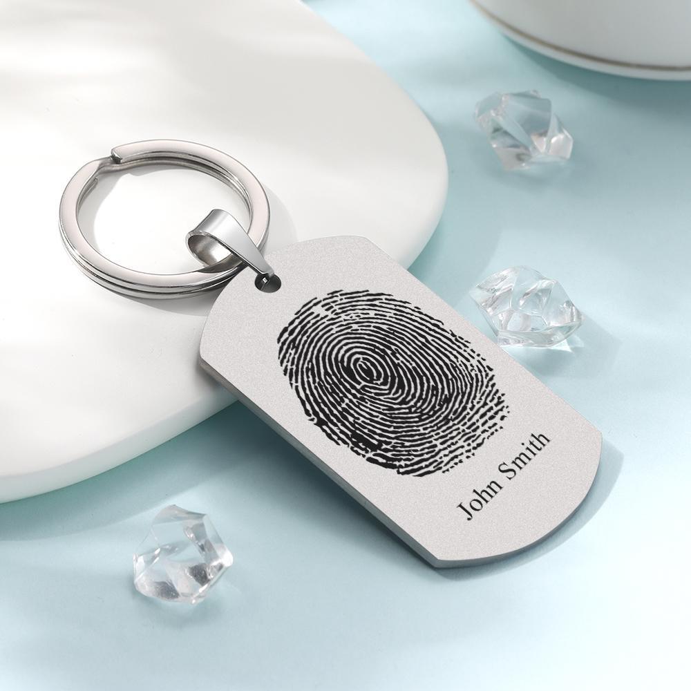 Custom Photo Keychain fingerprint Keychain Engraved Keychain Gift For Boyfriend - soufeelmy