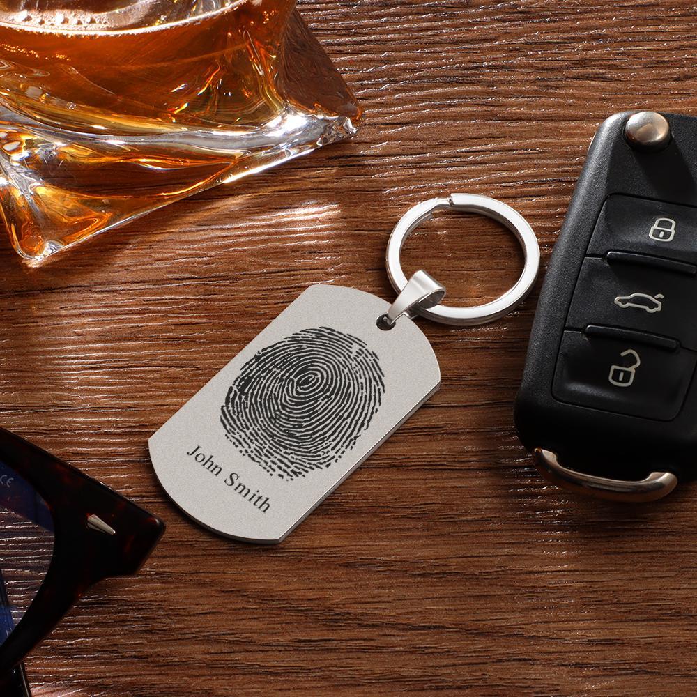 Custom Photo Keychain fingerprint Keychain Engraved Keychain Gift For Boyfriend - soufeelmy