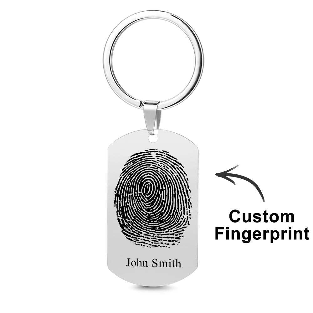Custom Photo Keychain fingerprint Keychain Engraved Keychain Gift For Boyfriend - soufeelmy