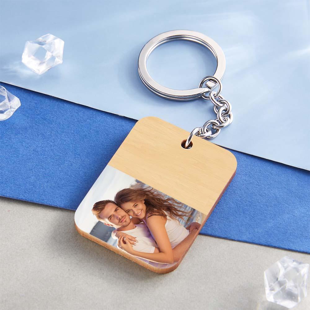 Custom Wooden Photo Key Chain with Your Own Text - soufeelmy