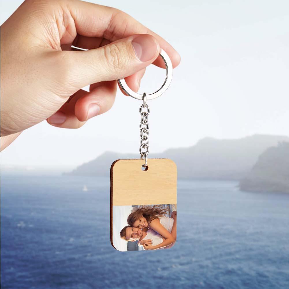 Custom Wooden Photo Key Chain with Your Own Text - soufeelmy