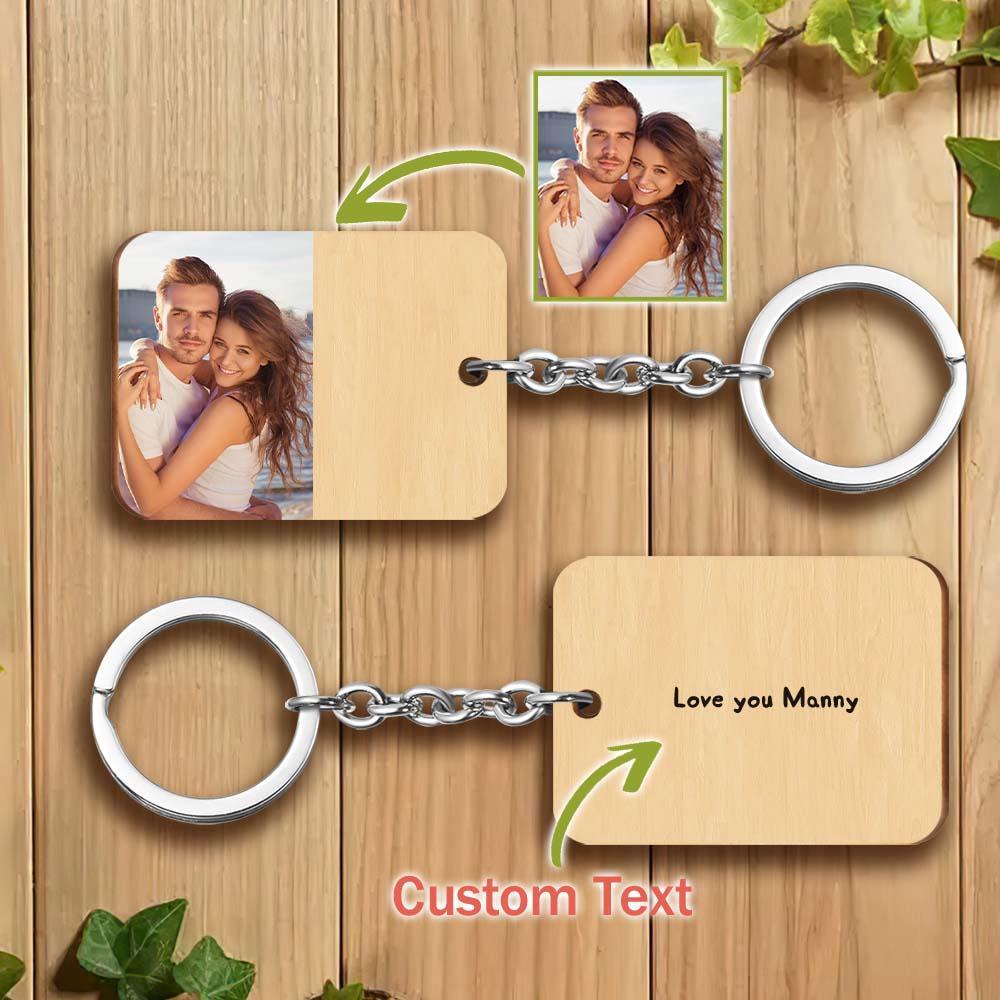 Custom Wooden Photo Key Chain with Your Own Text - soufeelmy