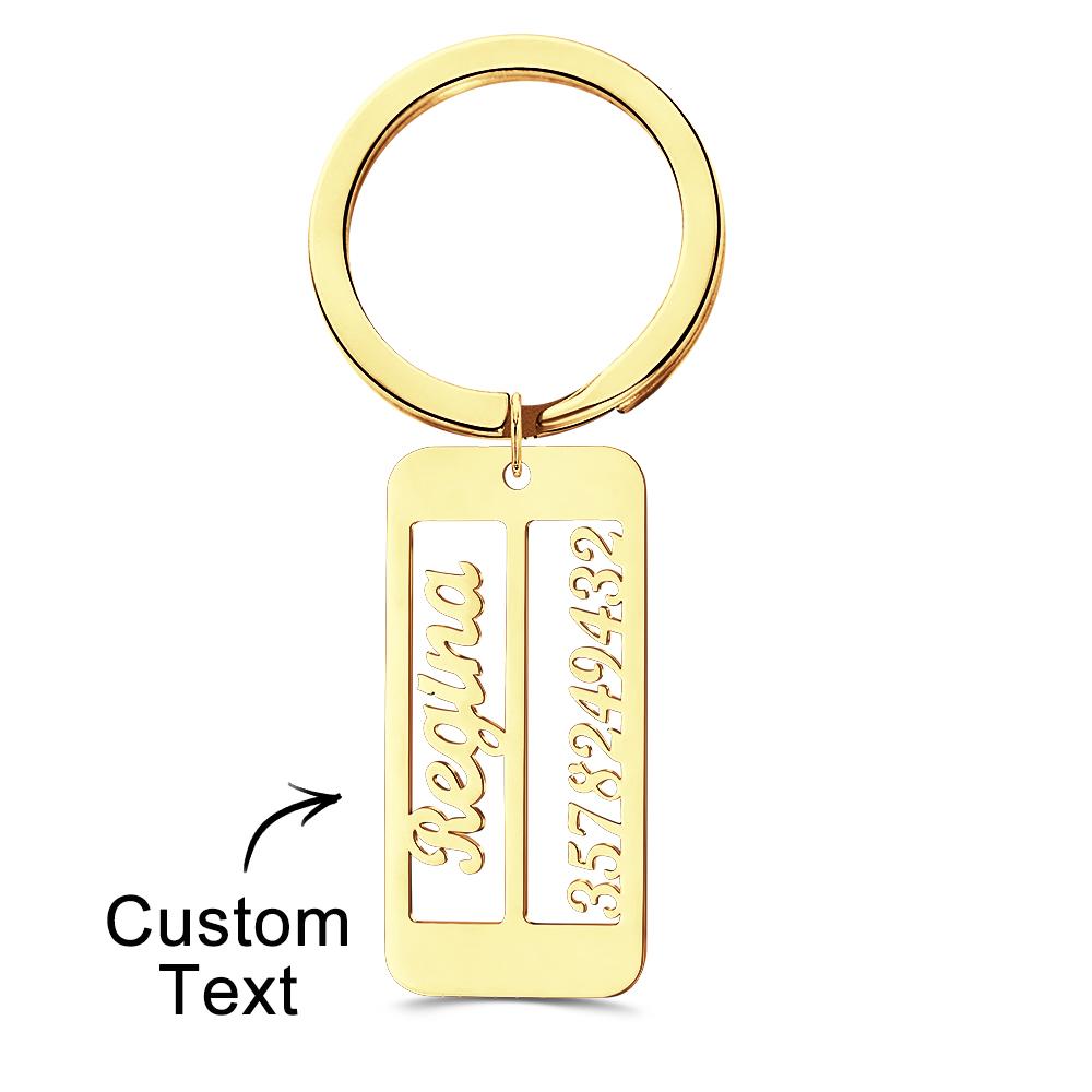 Personalized Name Phone Number Keychain Engraved Exclusive Phone Number Keychain - soufeelmy