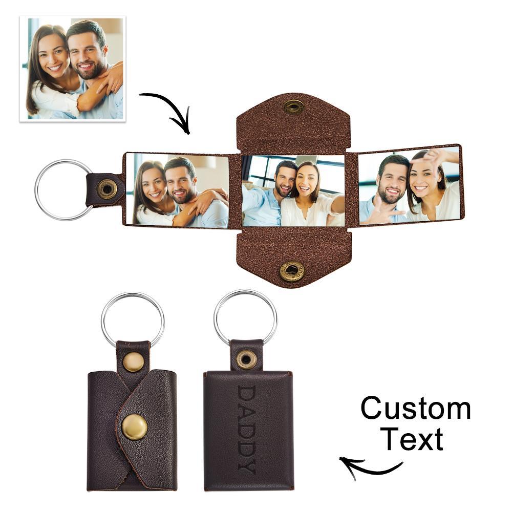 Mini Envelope Photo Keychain Personalized Vintage Engraved Leather Keychain Father's Day Gifts - soufeelmy