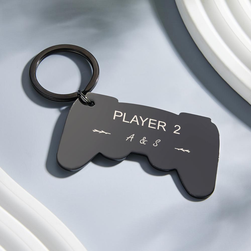Personalized Gamepad Keychain Funny Engraved Player Keychain For Couples - soufeelmy