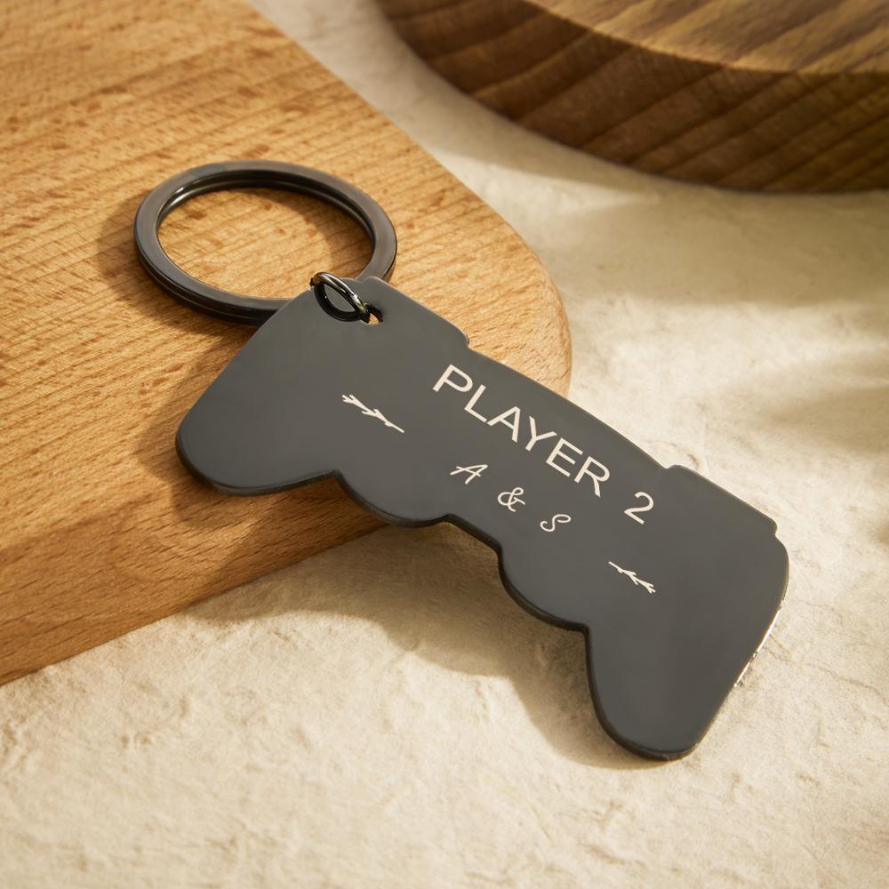 Personalized Gamepad Keychain Funny Engraved Player Keychain For Couples - soufeelmy