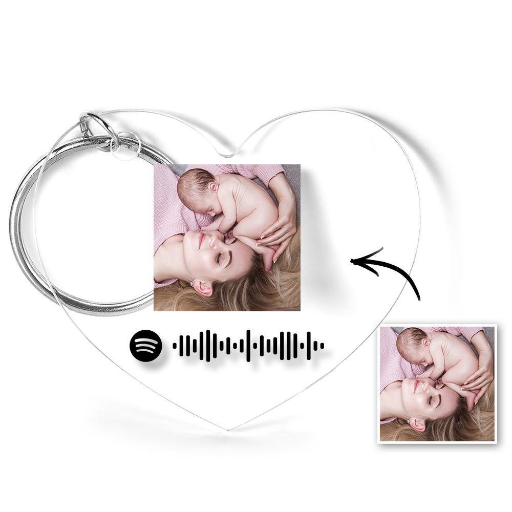 Scannable Spotify Code Keychain Spotify Favorite Song Photo Engraved Keychain Mother's Gifts