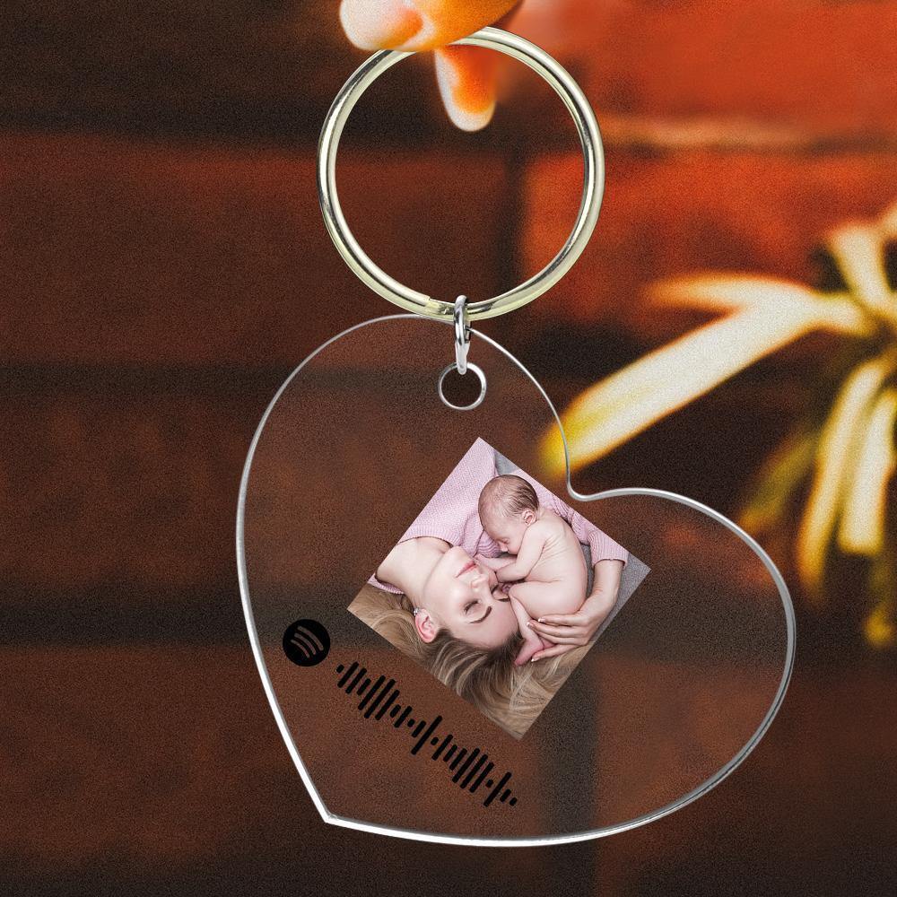 Scannable Spotify Code Keychain Spotify Favorite Song Photo Engraved Keychain Mother's Gifts
