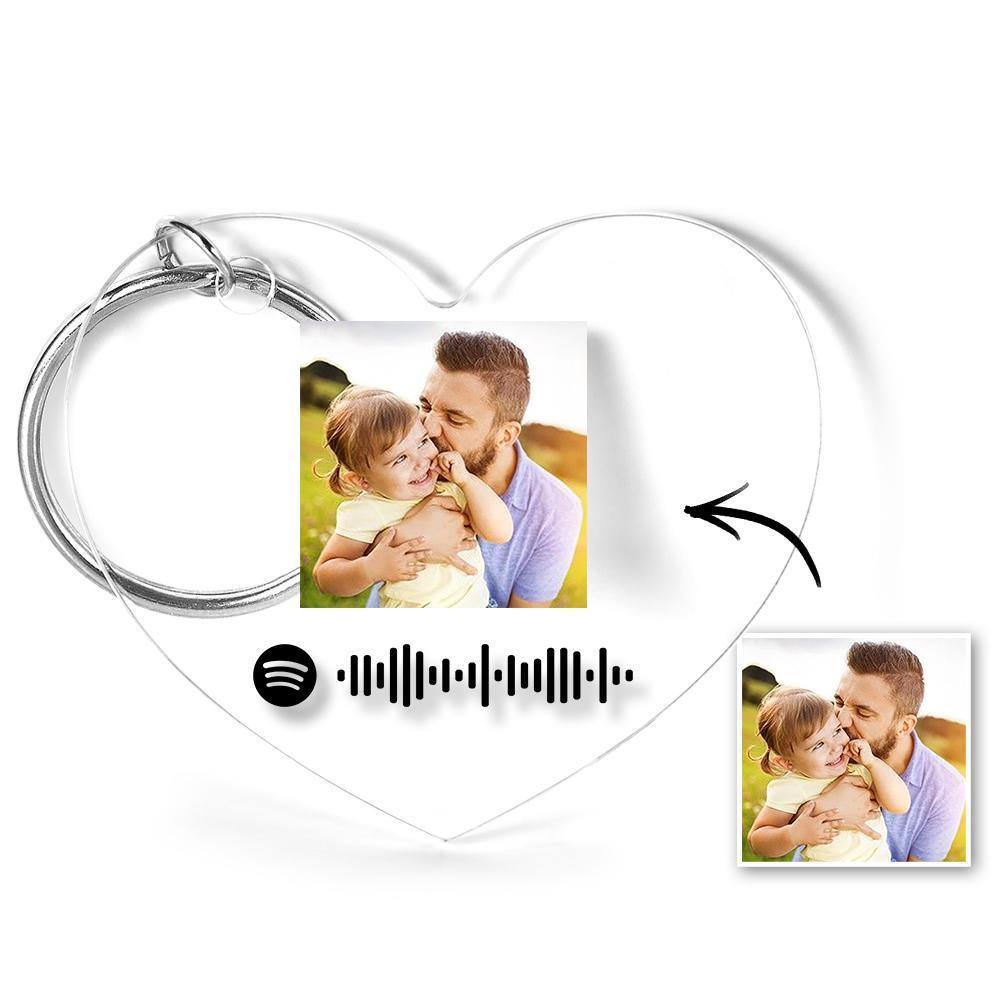 Scannable Spotify Code Keychain Spotify Favorite Song Photo Engraved Keychain Father's Gifts