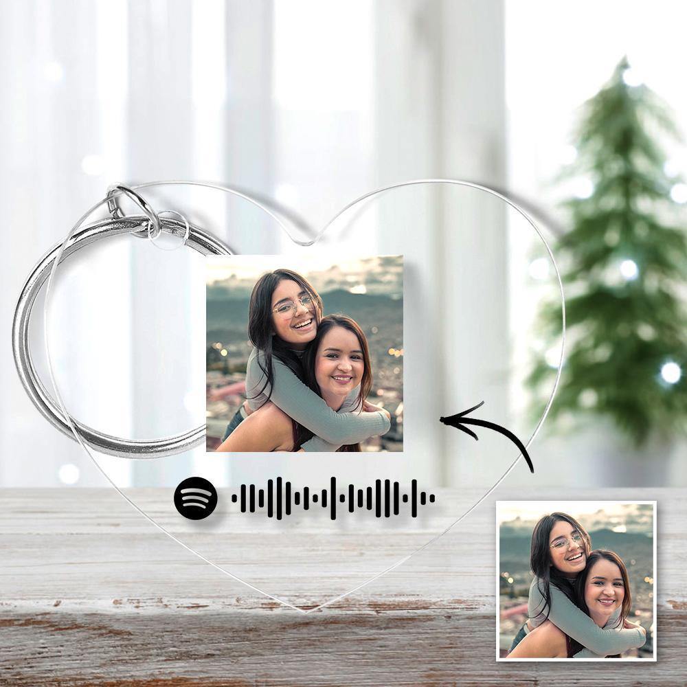 Scannable Spotify Code Keychain Spotify Favorite Song Photo Engraved Keychain Heart-shaped