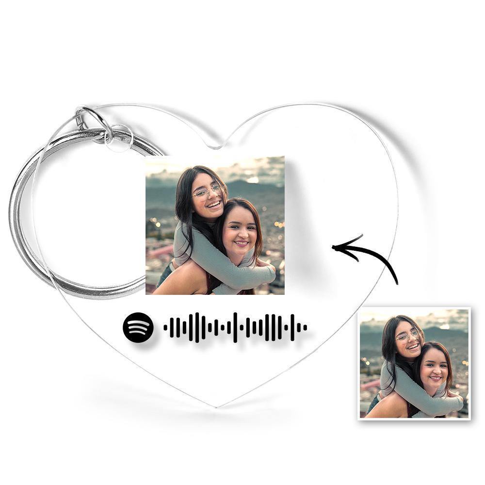 Scannable Spotify Code Keychain Spotify Favorite Song Photo Engraved Keychain Heart-shaped