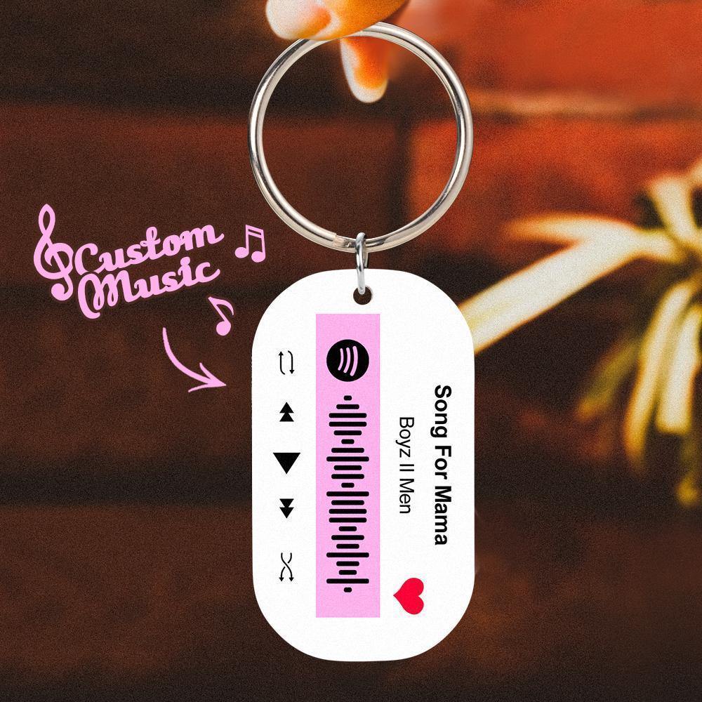 Scannable Spotify Code Keychain Spotify Favorite Song Engraved Keychain Gifts for Her Pink