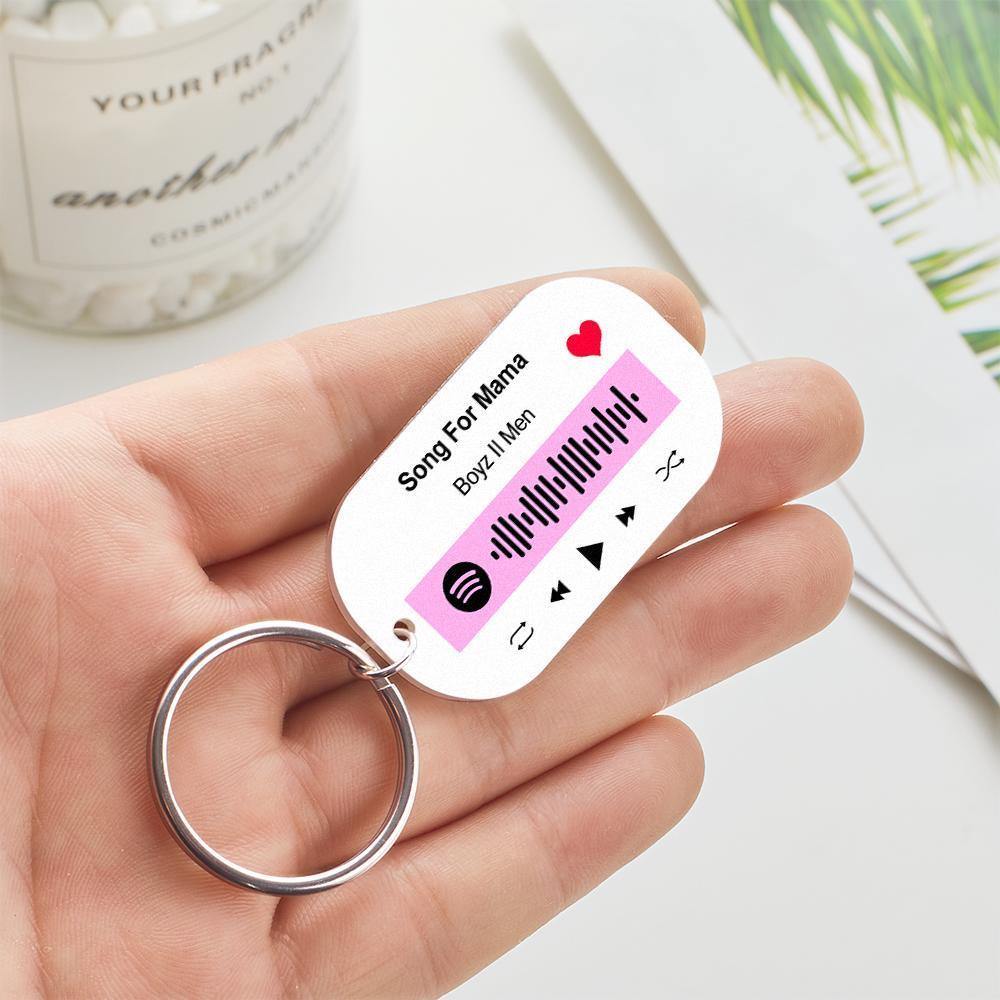 Scannable Spotify Code Keychain Spotify Favorite Song Engraved Keychain Gifts for Her Pink