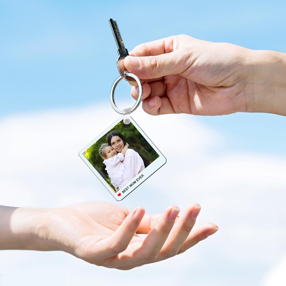 Custom Photo Engraved Keychain Double Sided Photo Keychain Gift  for Mom - soufeelmy